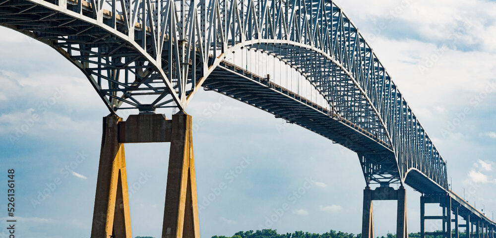 Francis Scott Key Bridge - steel arch continuous through truss bridge over Patapsco River and outer Baltimore Harbor