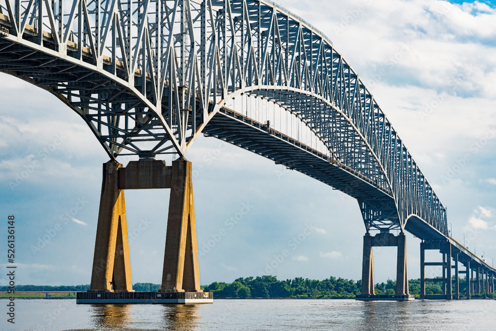 Francis Scott Key Bridge - steel arch continuous through truss bridge over Patapsco River and outer Baltimore Harbor